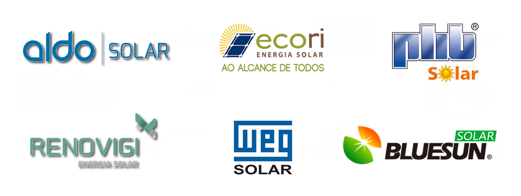Fornecedores: Aldo, Bluesun, Ecori, Intelbrás, Weg, Phb Solar