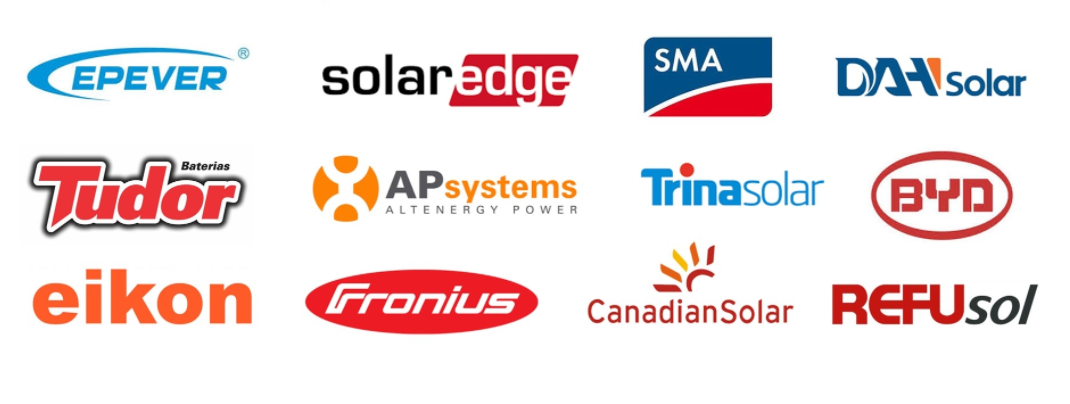 Marcas: Enphase, Growatt, Deye, Fronius, Weg e outras